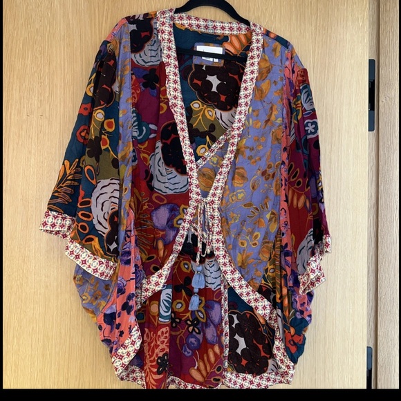 ANTHROPOLOGIE Tellie Sleep Floral Oversized Cacoon Cardigan Kimono size L - Picture 2 of 8